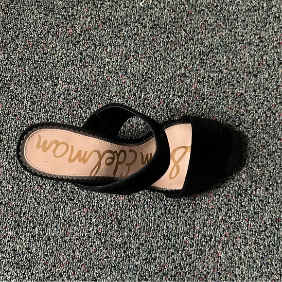 SAM EDELMAN Suede Black Two Strap Sandal Mule Slip-On Block Heeled Shoes Sz 9 - Picture 12 of 16